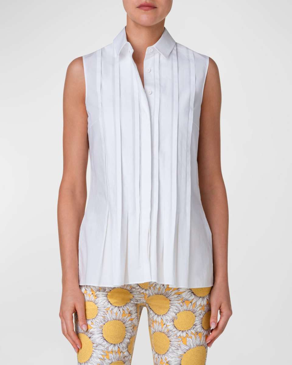 Pleated Cotton Popeline Blouse